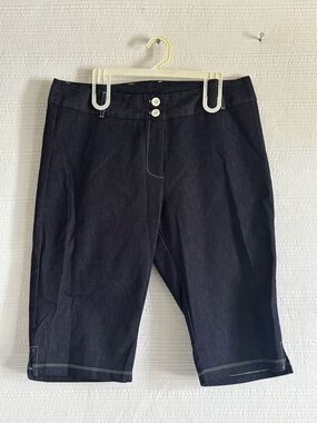 Expresa USA Dark Wash Bermuda Denim Shorts Minimalist Y2K Casual Sz 2XL